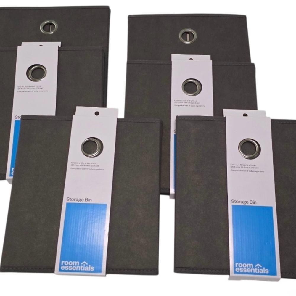 Room Essentials Black Storage Bin Set of 6